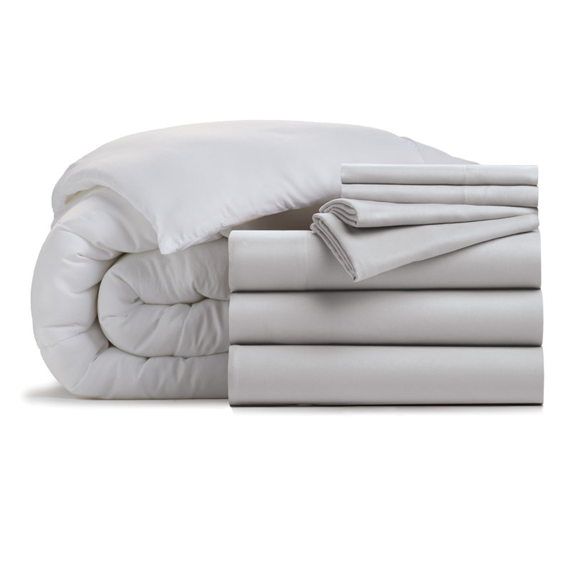 Home Box Stitch Comforter, Silver, Full/Double Comforter + 6 Additional Pieces