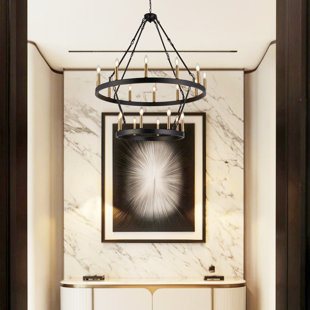 20- Light Dimmable Lantern Wagon Wheel Chandelier