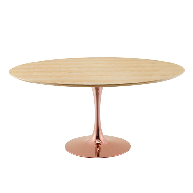 Table de salle à manger Modway Lippa, Naturel, Or rose, L 47 po x l 47 po
