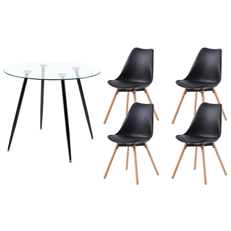 Ensemble repas pour 4 personnes Ivyonna, Noir, Noir
