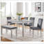Ensemble de table de salle à manger 6 pièces en bois, table de salle à manger en bois avec 4 chaises rembourrées et banc pour 6 personnes, ensemble de table de salle à manger rectangulaire avec décoration en cristal pour la cuisine, la salle à manger, gris argenté