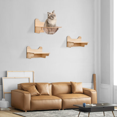 Christean 3Pcs Wall-mounted Wooden Cat Perch