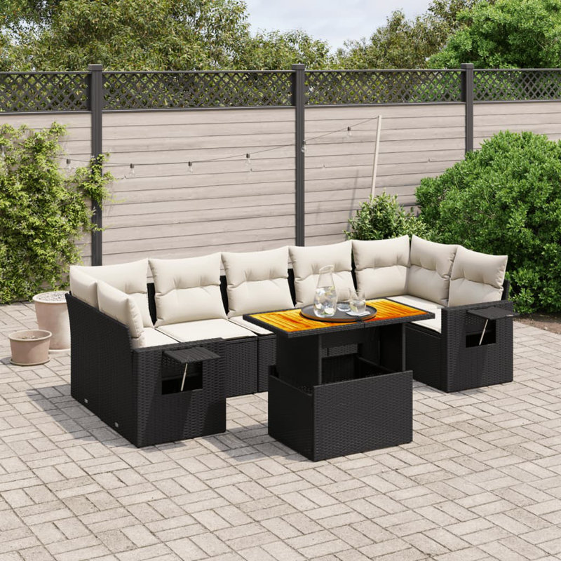 Garden Sofa Set Black And Cream White
