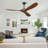 52" 3-Blade Solid Walnut Ceiling Fan Without Light– Remote, DC Motor, Indoor/Outdoor/Patio (Coastal/Farmhouse)-1145573892-1143960326