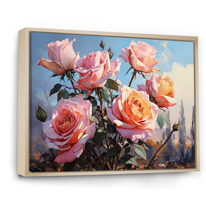 Minimalisme roses roses rêve II sur toile, H 30 po x l 40 po x P 1,5 po, Cadre naturel flottant
