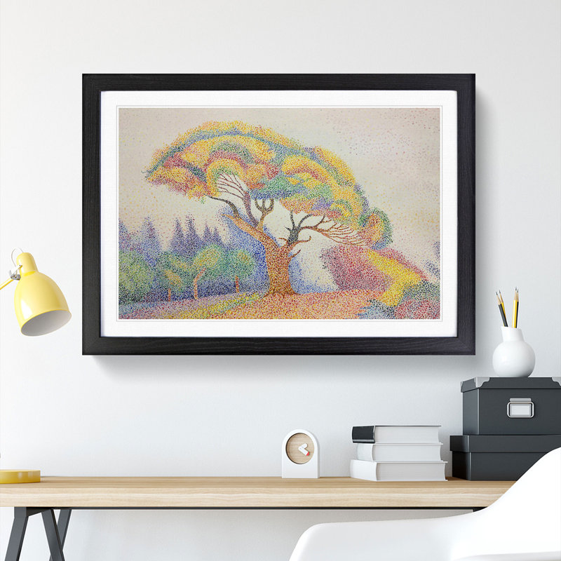Colourful Tree by Paul Signac - Picture Frame Graphic Art, 36cm H x 48cm W x 2cm D, Black Framed