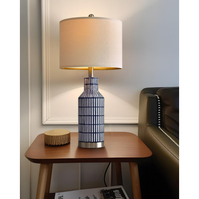 25" Modern Ceramic Lamps Single Table Lamp For Living Room Bedroom Farmhouse Nightstand Bedside Lamps