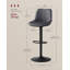 Upholstered Adjustable Height Bar Stool with Steel Frame