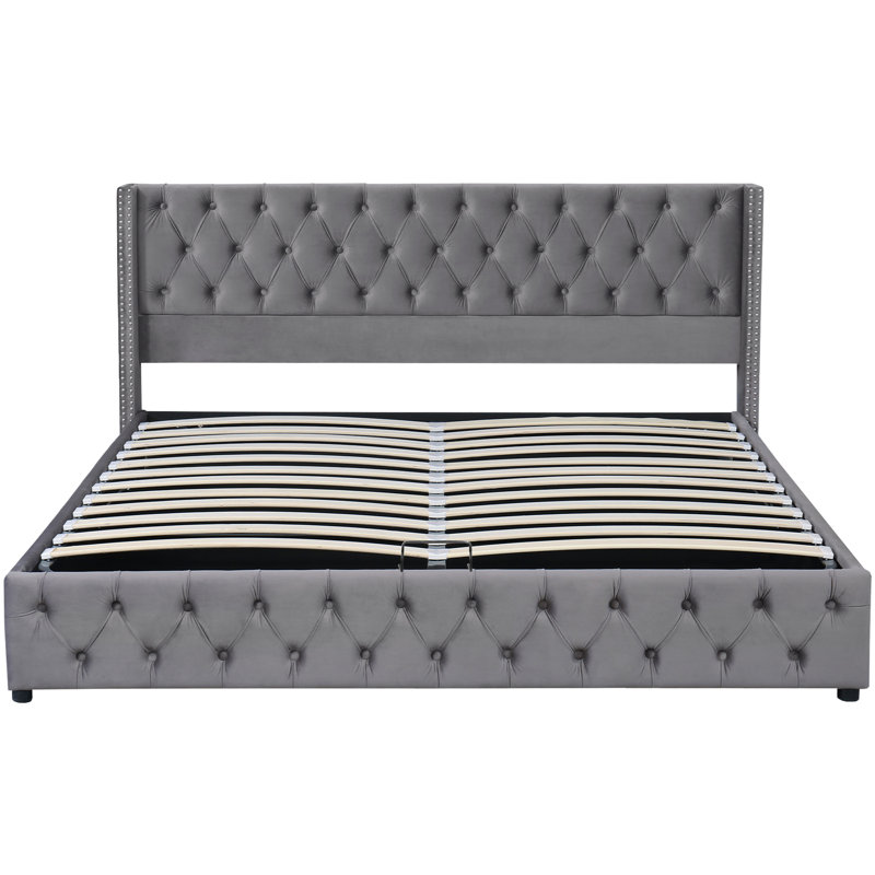 Basildene Upholstered Bed, Grey, Super King (6')