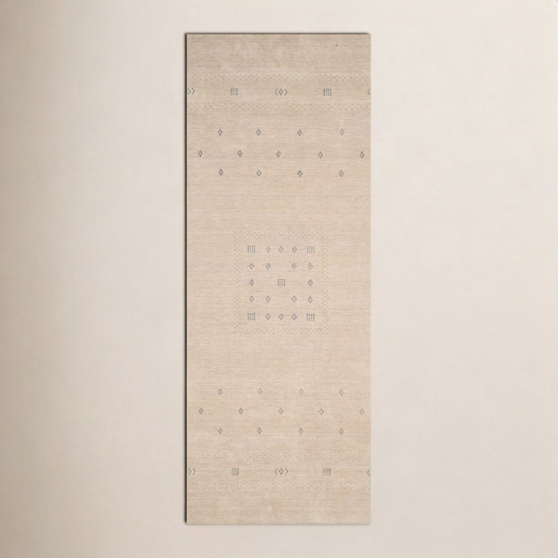 Simi Hand Knotted Cotton/Wool Southwestern Area Rug, Beige, Runner 2'6" x 8'