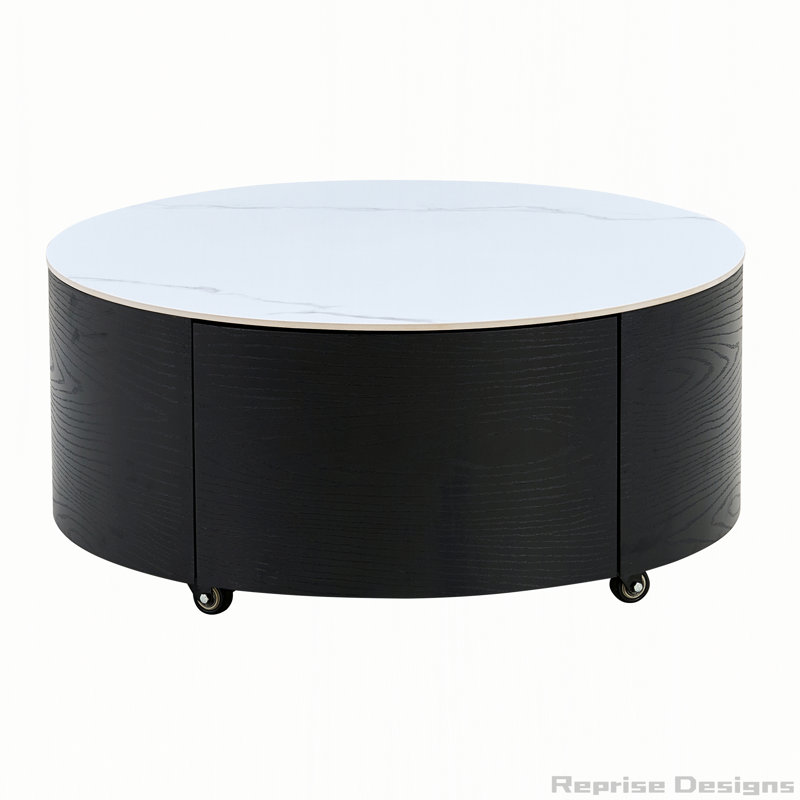 Table basse ronde et mobile avec roulettes