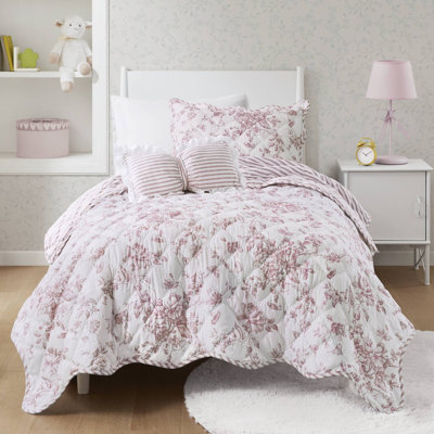 Adele Pink 3-Piece Twin/Twin XL Quilt Set with Decorative Pillow
