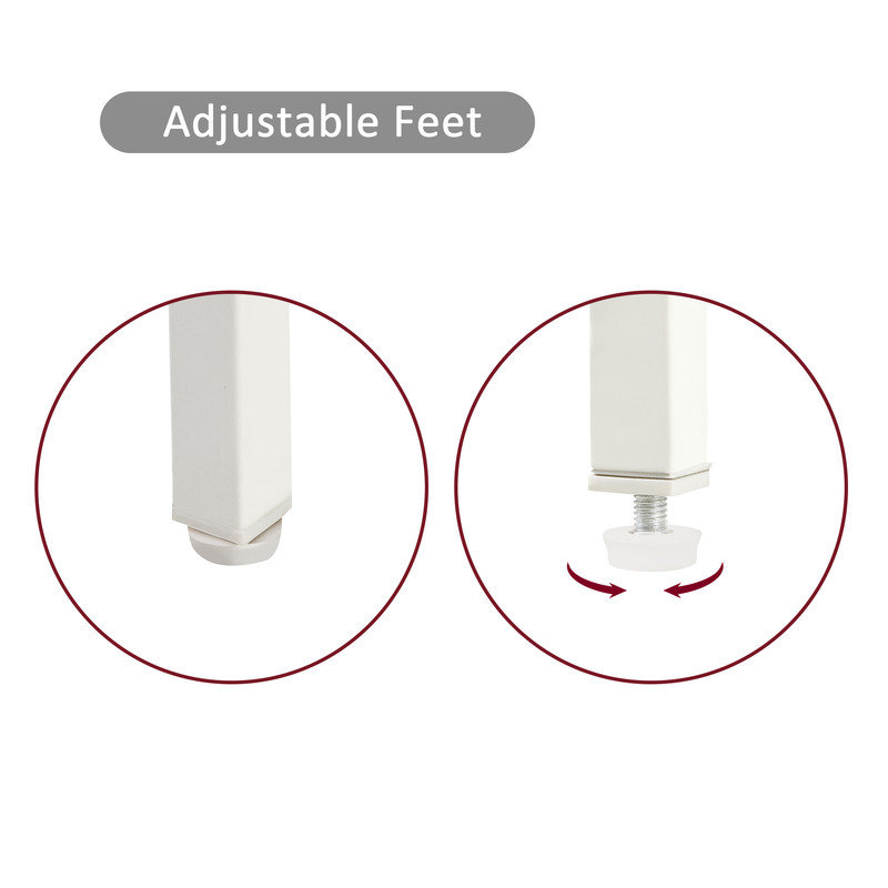 Set of 2 White and Rattan End Tables with USB Ports and Metal Legs