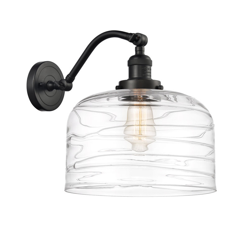 Applique murale 1 lumière 12 po Bell, Bronze frotté à l'huile, Tourbillon déco transparent, Ampoule non incluse