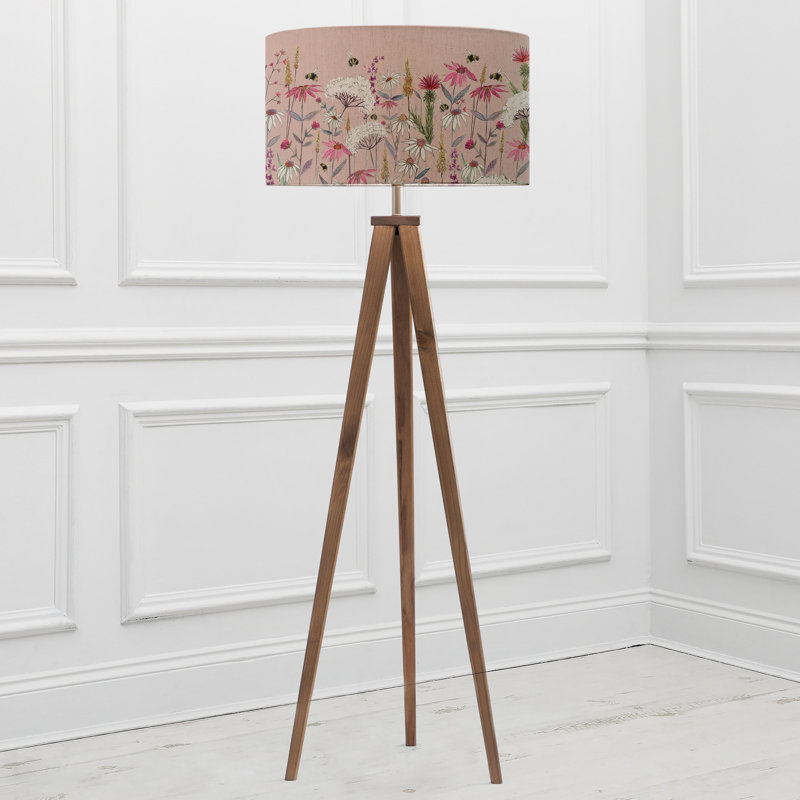 Hermione 158cm Brown Tripod Floor Lamp, Pink