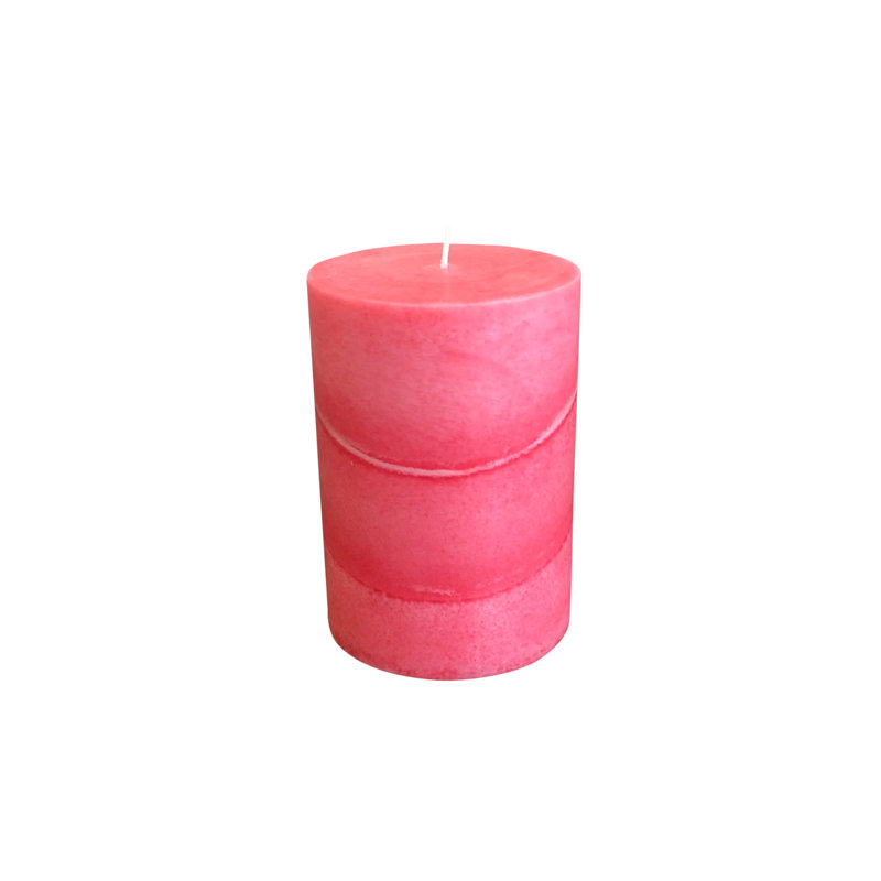Coral Pink Scented Pillar Candle, 4" H x 3" W x 3" D