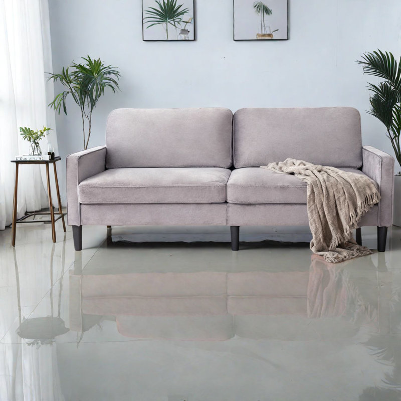 Canapé confortable en tissu gris, en bois massif, de style moderne pour les petits espaces