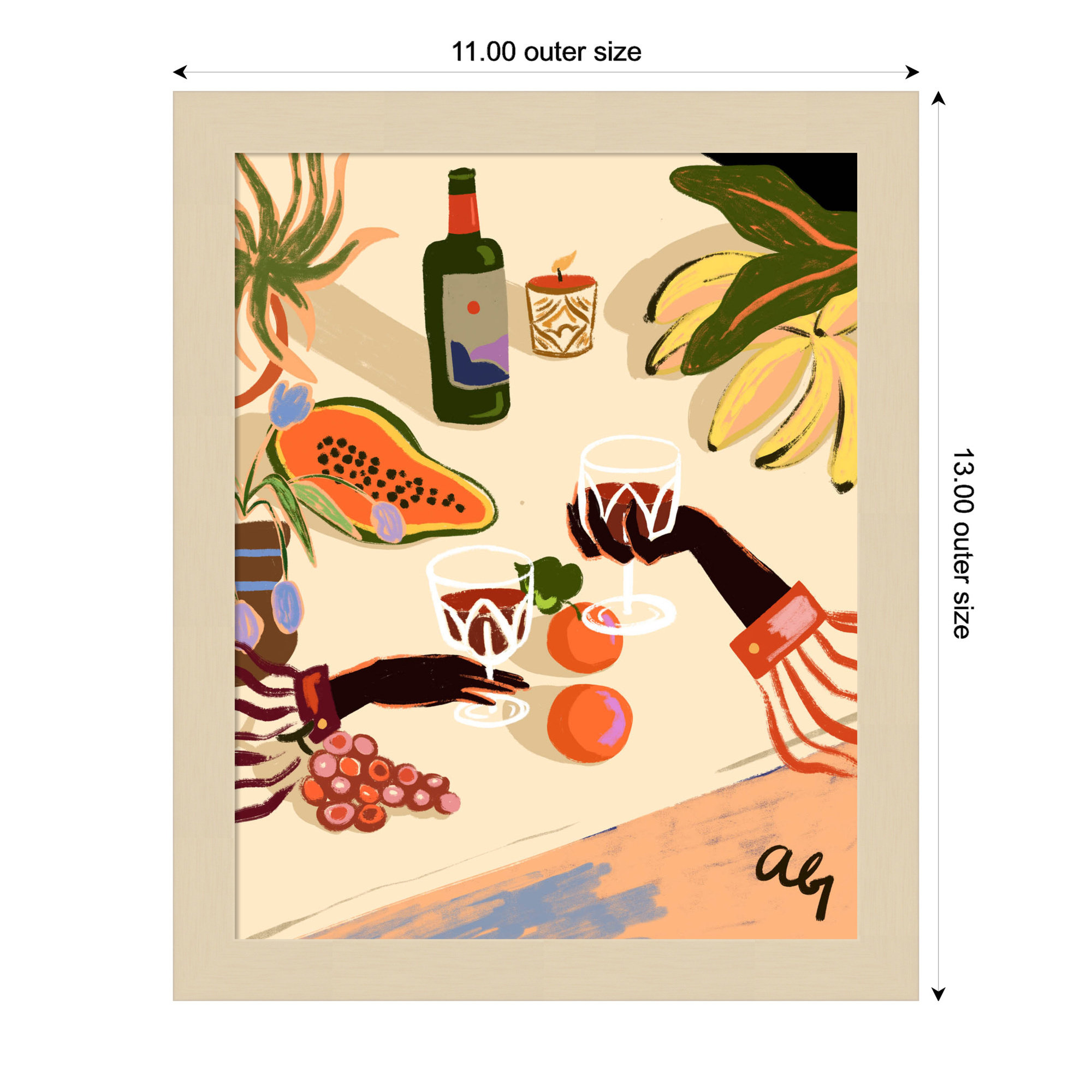 Cheers To You (Wine) by Arty Guava Wood Framed Wall Art Print, Brown, 13" H x 11" W
