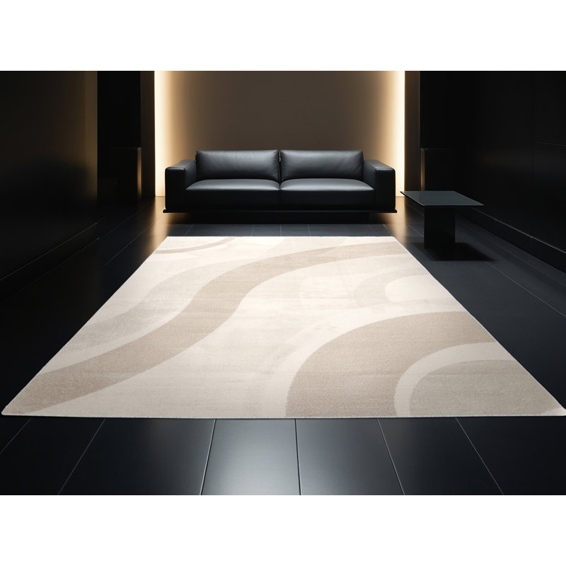 Soft Plush Ferland Hanukkah Modern & Contemporary Abstract Area Rug in Beige – White Binding, 4x6