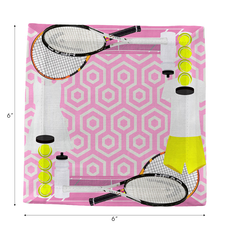 Tennis Anyone Cotton Sateen Cocktail Napkins, Pink White