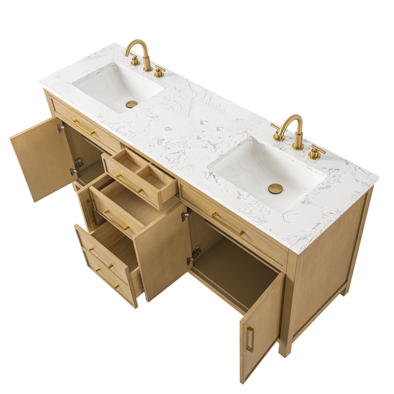 Reajean 72" Double Vanity, Sand/Brushed Bronze