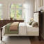 Lit plateforme en bois massif avec tête de lit tapissier, beige-133709656-133709658