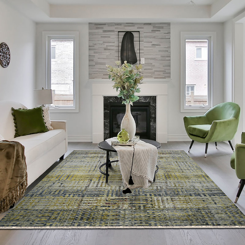 Tapis multicolore en laine / soie noué à la main Burtonsville, Rectangle 8 pi x 10 pi