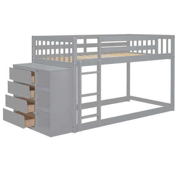 Harriet Bee Solid Wood Twin Over Bunk Bed With Storage - Finish 4 ...