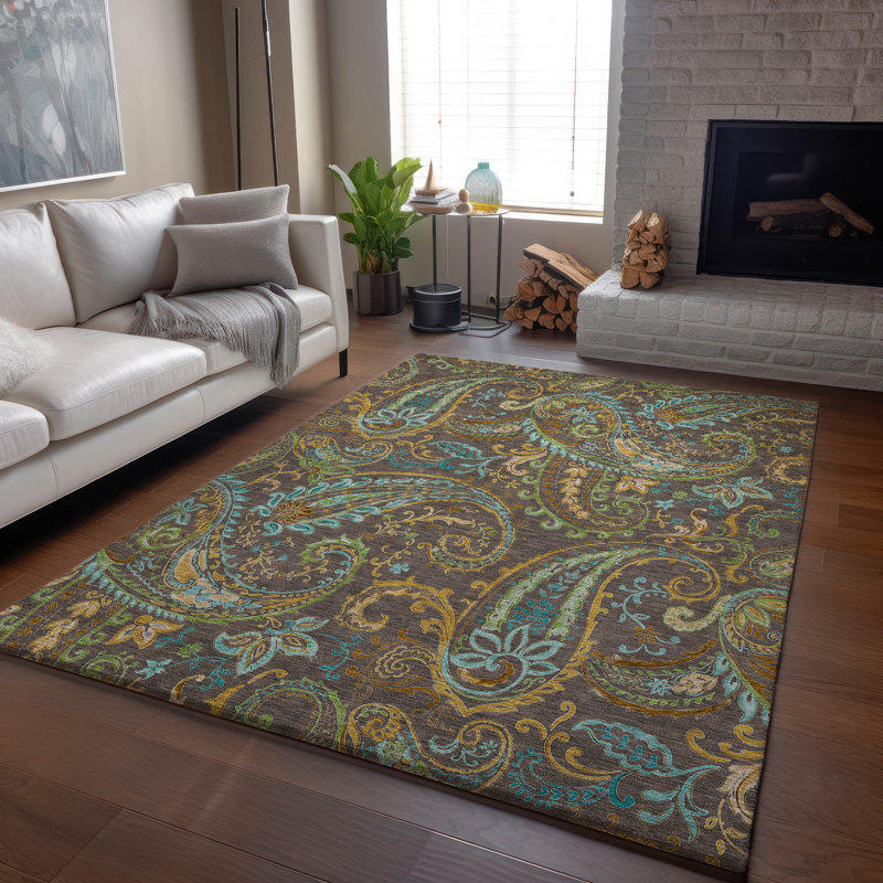 Tapis Cerrito AMF533 lavable à la machine de qualité supérieure, Rectangle 9 pi x 12 pi