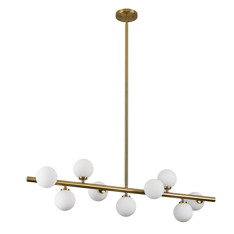 Faustena 9 - Light Dimmable Sputnik Modern Linear Chandelier, White, Gold