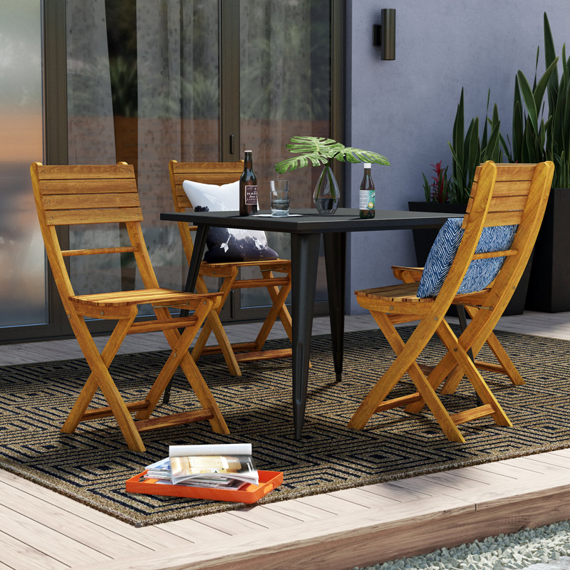 Remillard Acacia Outdoor Dining Side Chairs, Natural Stained