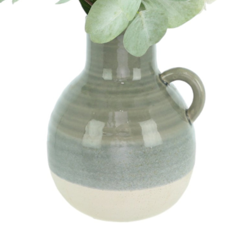 Hydrangeas and Eucalyptus Arranged in Ceramic Vase