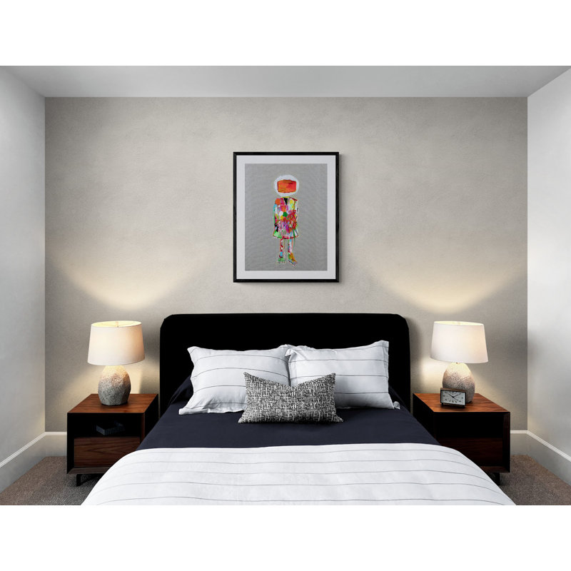Astronaut On Gray Print by Jphono 1, 32" H x 24" W, Black Framed Canvas, 33" H x 25" W