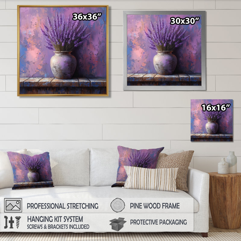 Décoration murale mauve et bleu lavande Dreams III - lavande, Toile tendue, H 30 po x l 30 po
