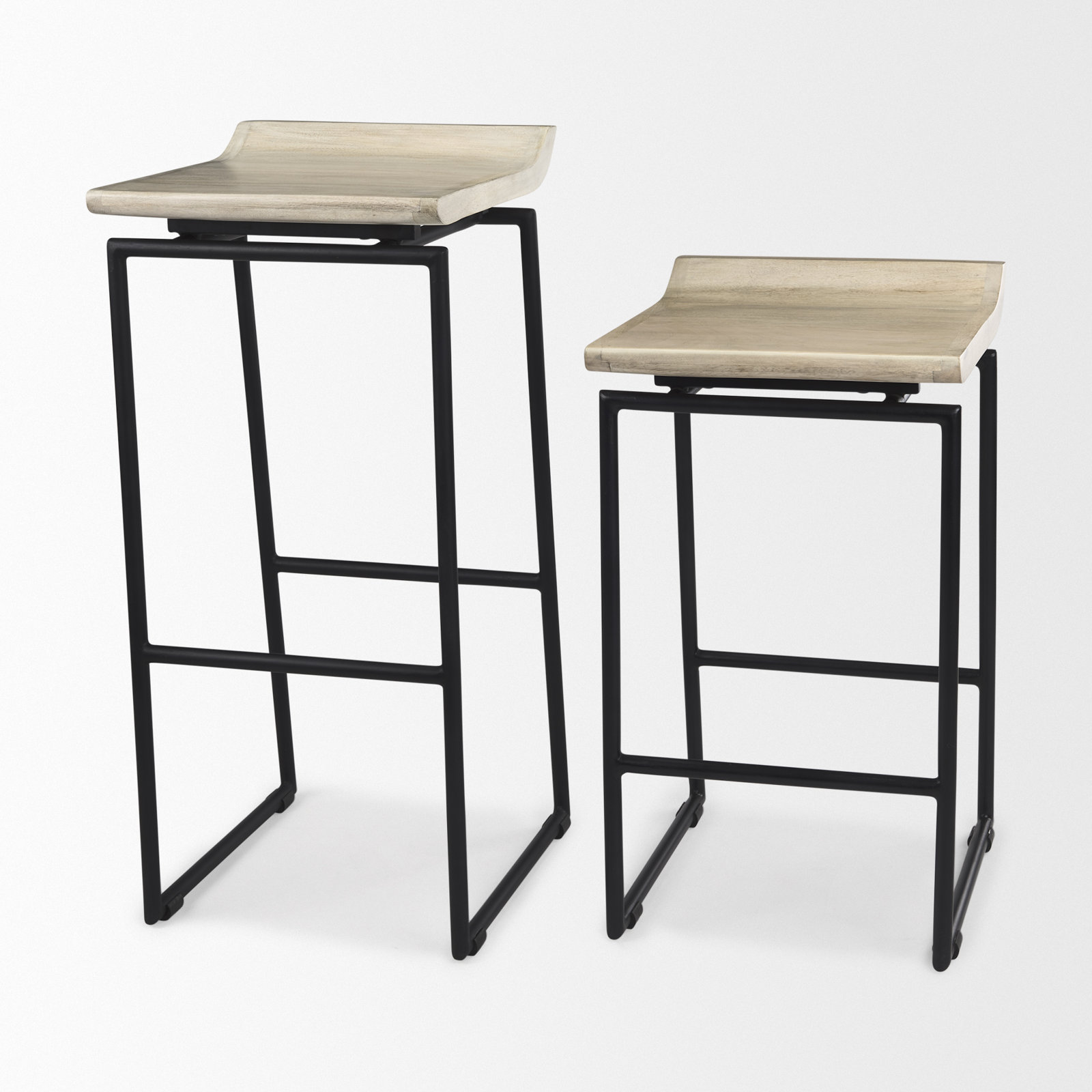 Barlow Solid Mango Wood Counter & Bar Stool, Counter Stool (24.25" Seat Height), Natural/Black