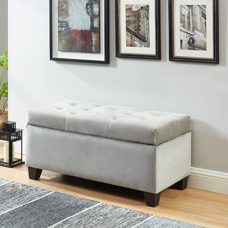Banc de rangement / repose-pieds gris Lanpher