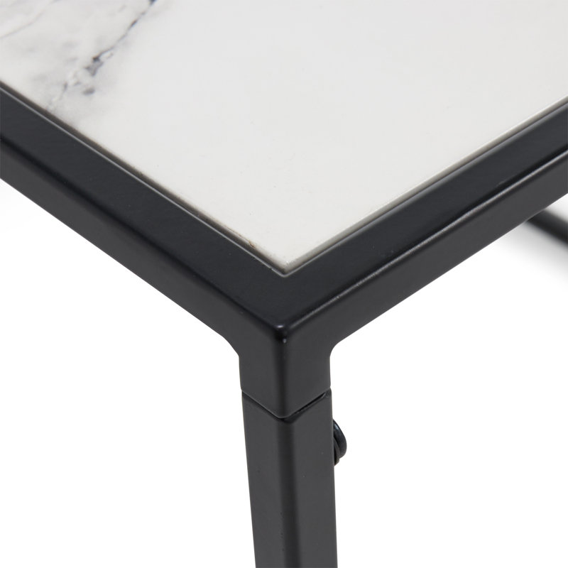 Wilson Black Metal and Marble Print Magazine Storage End Table
