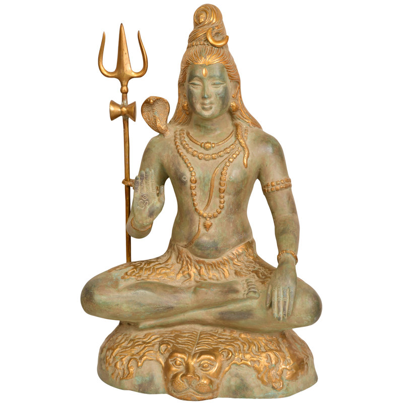 22" Lord Shiva Brass Statue – Large Handmade Meditation Pose Sculpture for Sacred Home Décor and Spiritual Temple Blessings