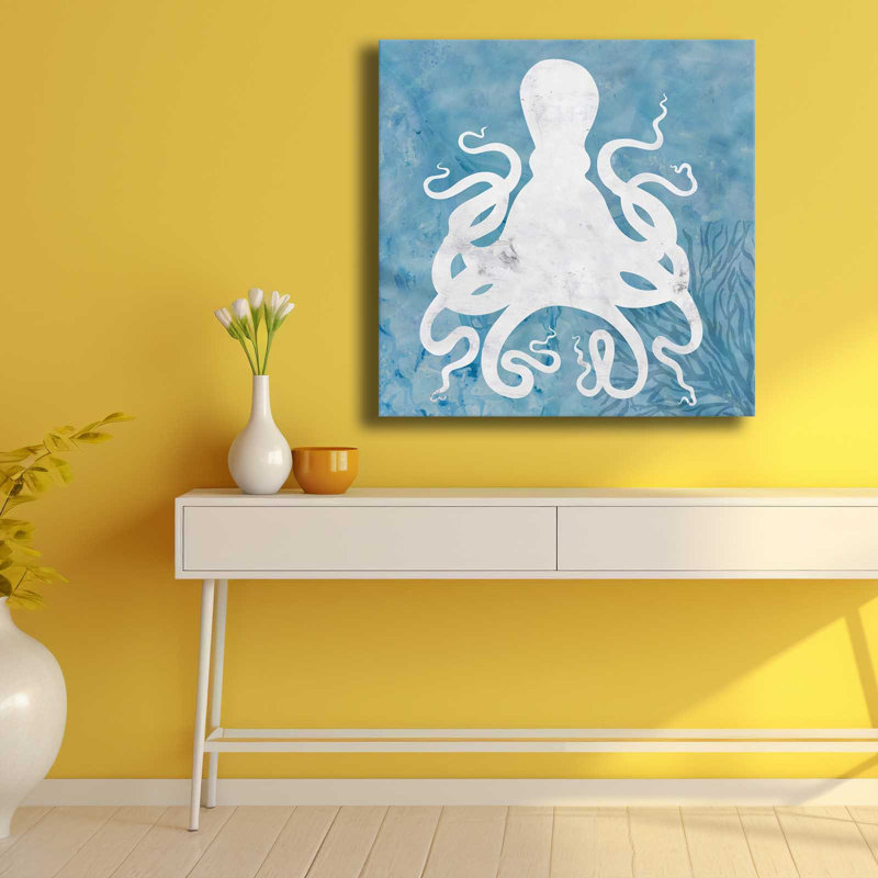 «White Octopus Coastal», art mural sur toile