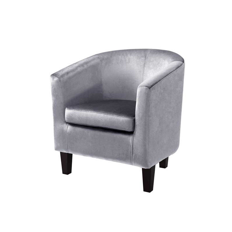 Sabine Velvet Barrel Chair, Silver Gray Velvet