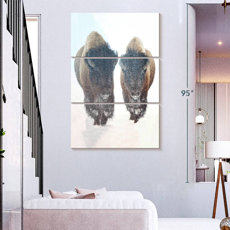 Brampt Bison In A Snow Storm, 57" H x 36" W