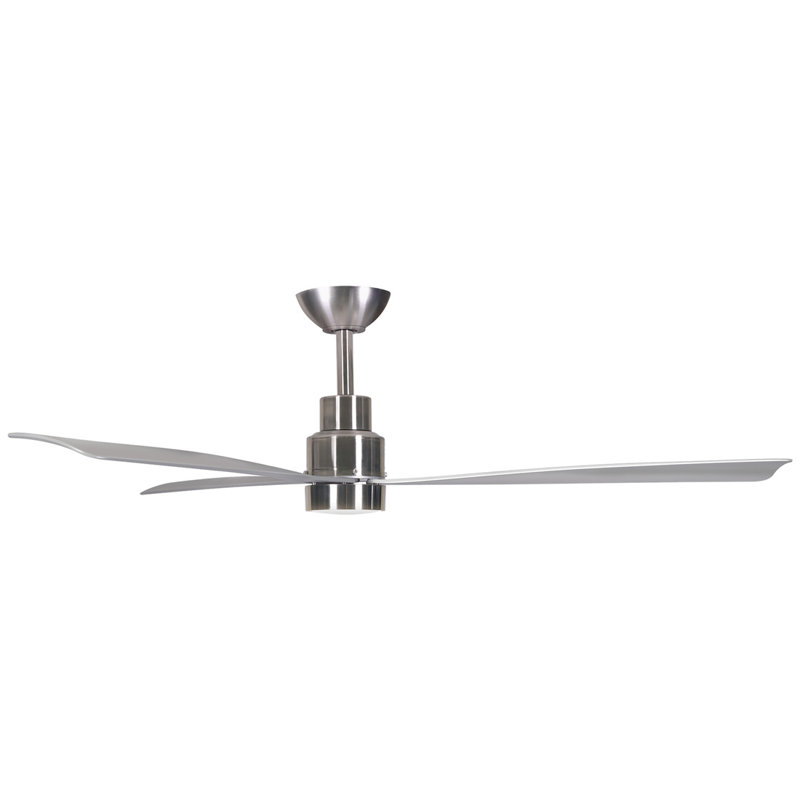 Simple 52" Led Indoor/outdoor Ceiling Fan, Nickel, Silver