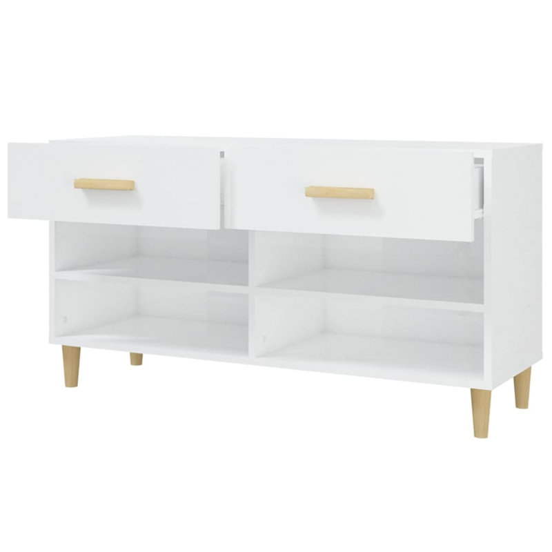 Yesenia 8 Pair Shoe Storage Cabinet, High Gloss White