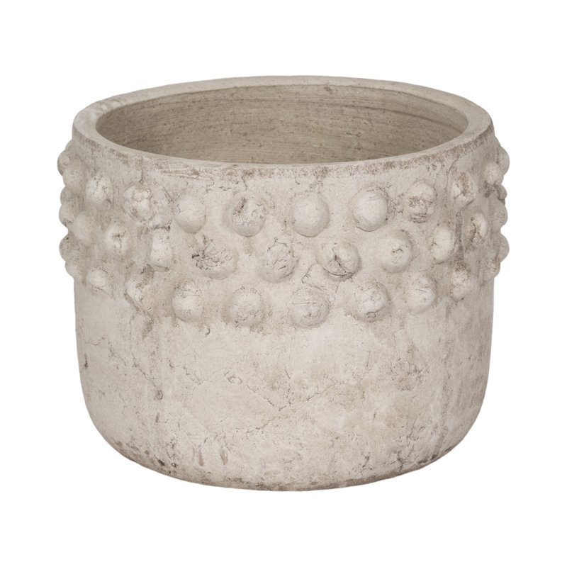 Planter Pottery Terracotta Raised-Dot Textured Rim Sculpted Detailing Handcrafted Design Rustic Decorative Accent Planter Pot Ideal for Indoor Outdoor Decor and Botanical Display Spaces