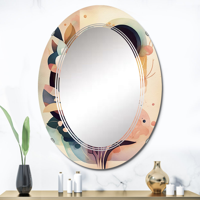 Tuma - Miroir mural moderne ovale, 36 po x 24 po