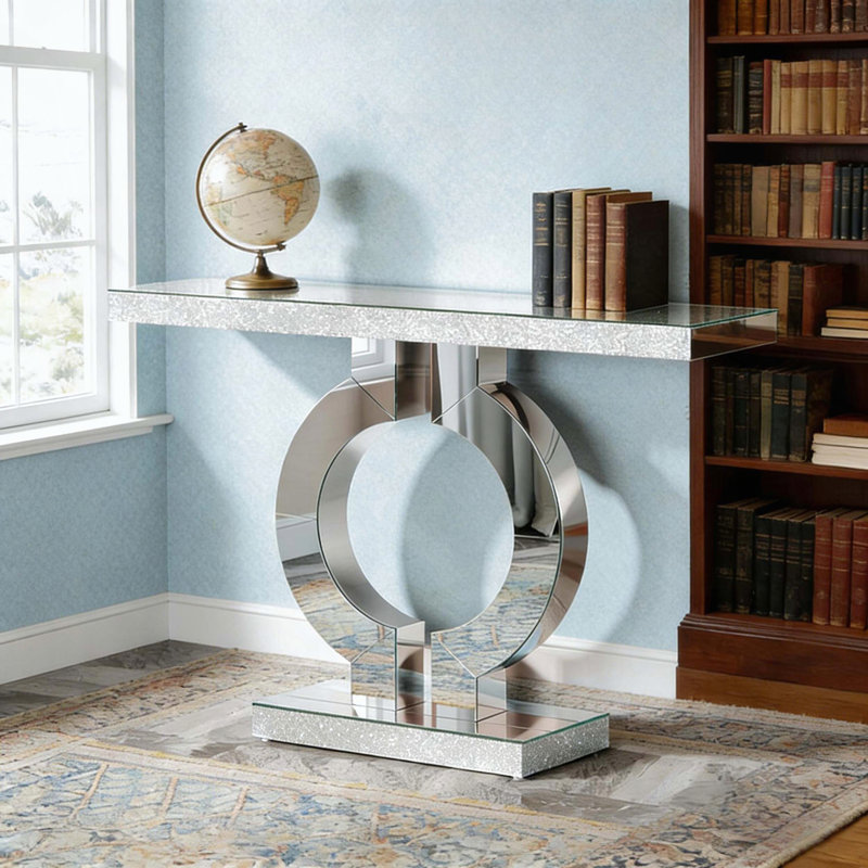 Console à miroir moderne avec base en forme de O