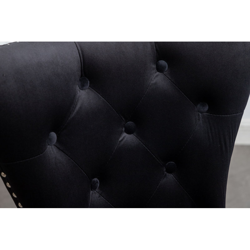 Chaise d'appoint rembourrée en velours Sydnie, Noir, noir, noir, noir