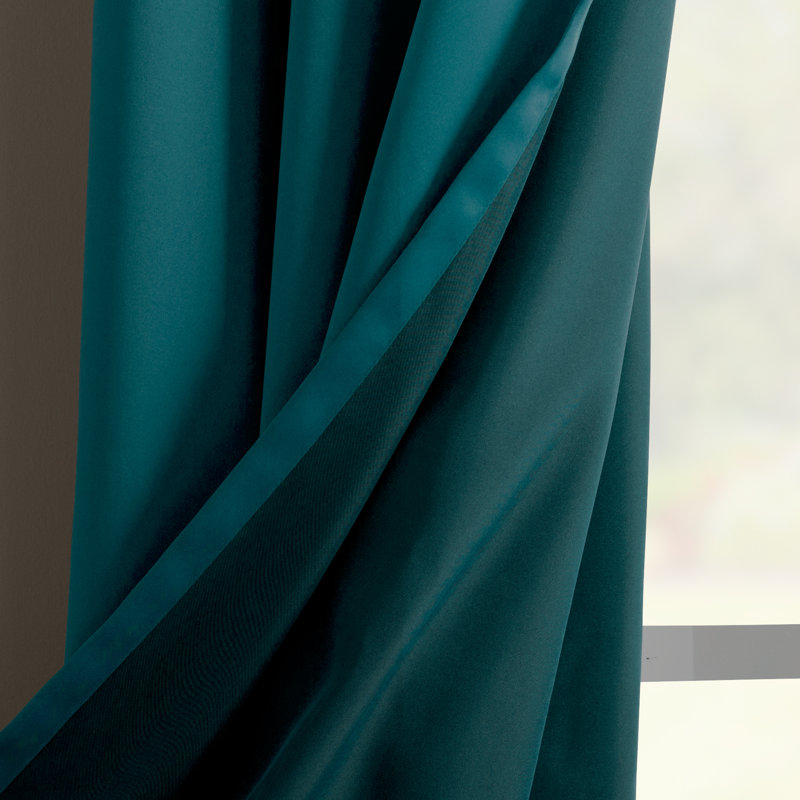 Teal Linen Blackout Grommet Curtain Panel, 40" x 84"