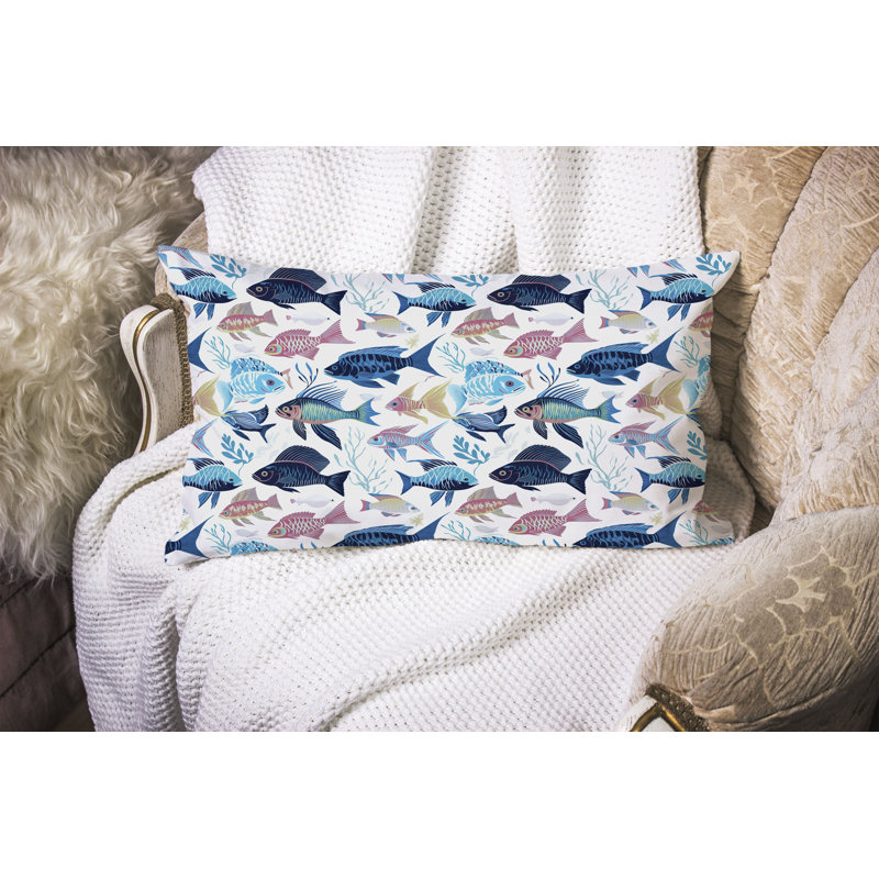 Fish Paradise  Rectangular Throw Pillow, Blue/Pink