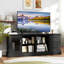 Console 63 po avec 3 tiroirs et 2 tablettes en verre, trous de câbles pour le salon-1313745463